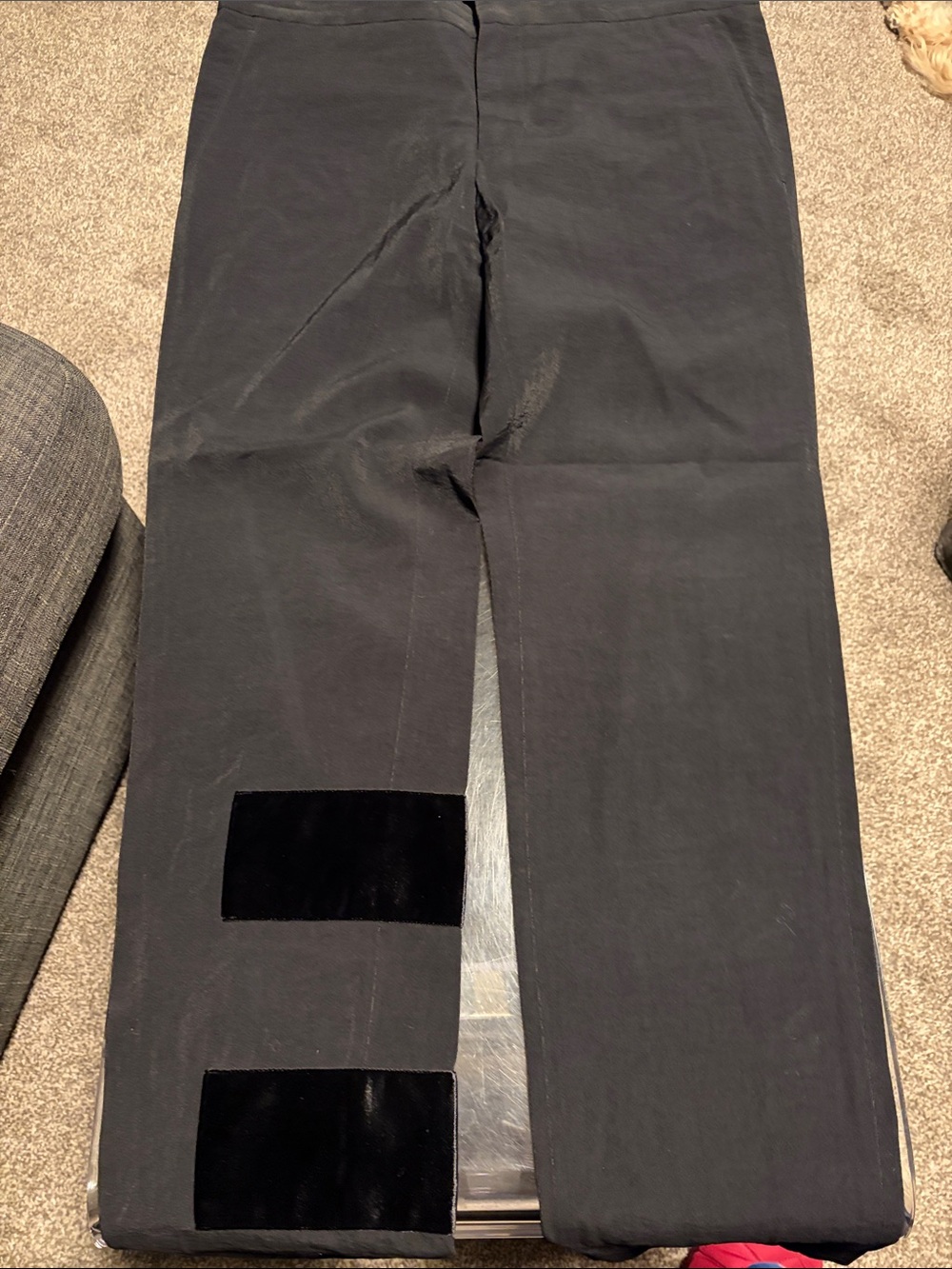 Lanvin Black Men's Straight-Leg Chinos with Velcro Patch Accents